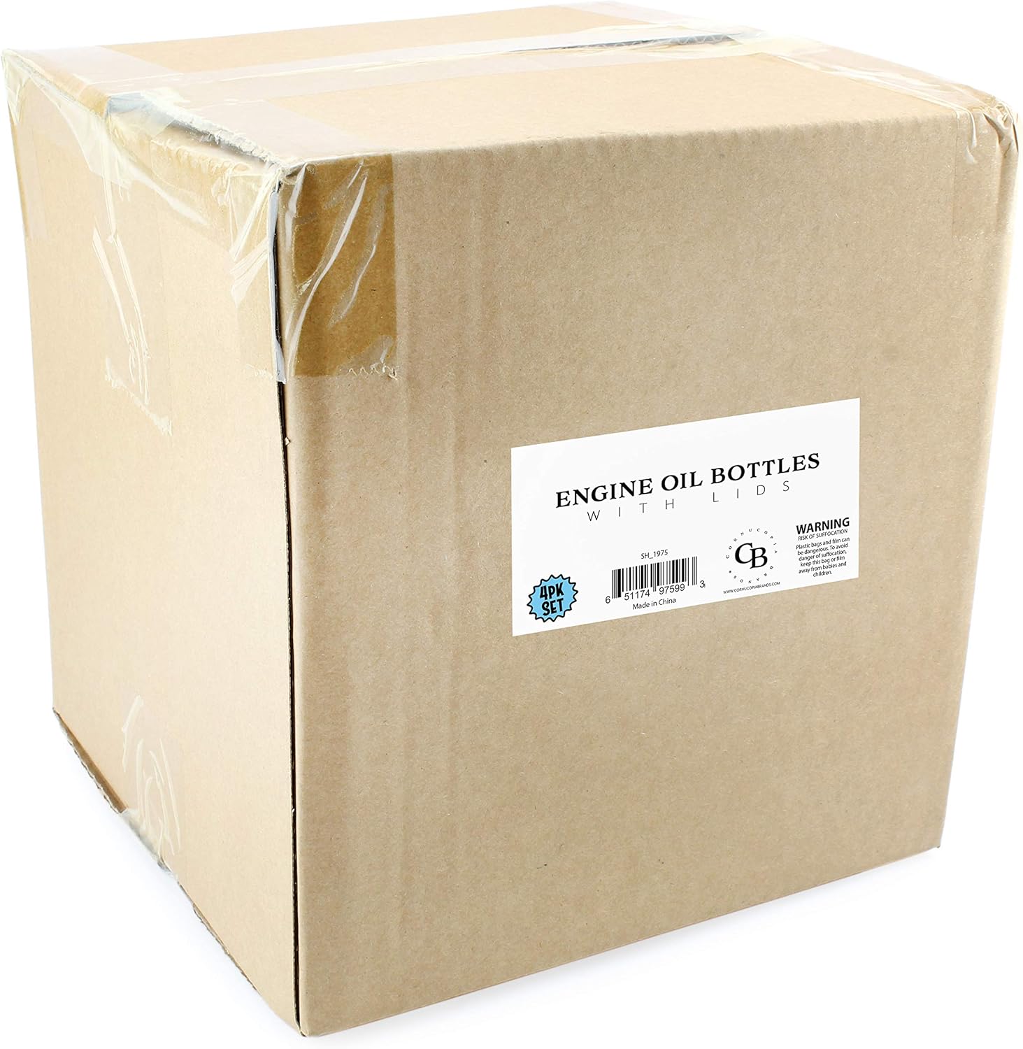 Cornucopia Plastic Engine Oil Bottles (4-Pack, Quart Size); Empty Cans for Storing Oil and Other Chemicals: Automotive