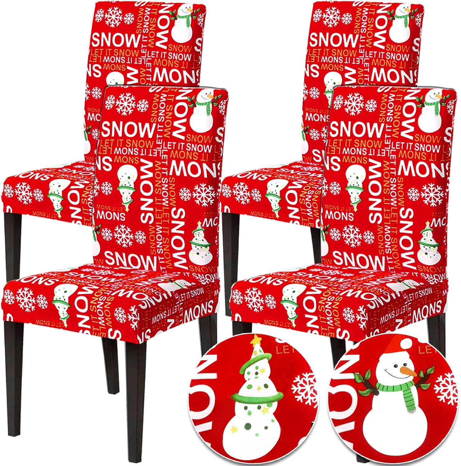 Camlinbo Christmas Chair Covers Set of 4 Christmas Decoration Snowmans