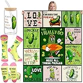 Remagr 3 Pcs Pickle Gifts for Girls Women Pickle Lovers Stuff Include 60'' x 50'' Throw Blanket Glass Cup Socks for Valentine's Day Daughter Granddaughter Teacher Mom Coworker
