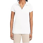 IZOD Women's Uniform Short Sleeve Polo Shirt, Button Closure, Moisture Wicking Performance Material & Fade Resistant