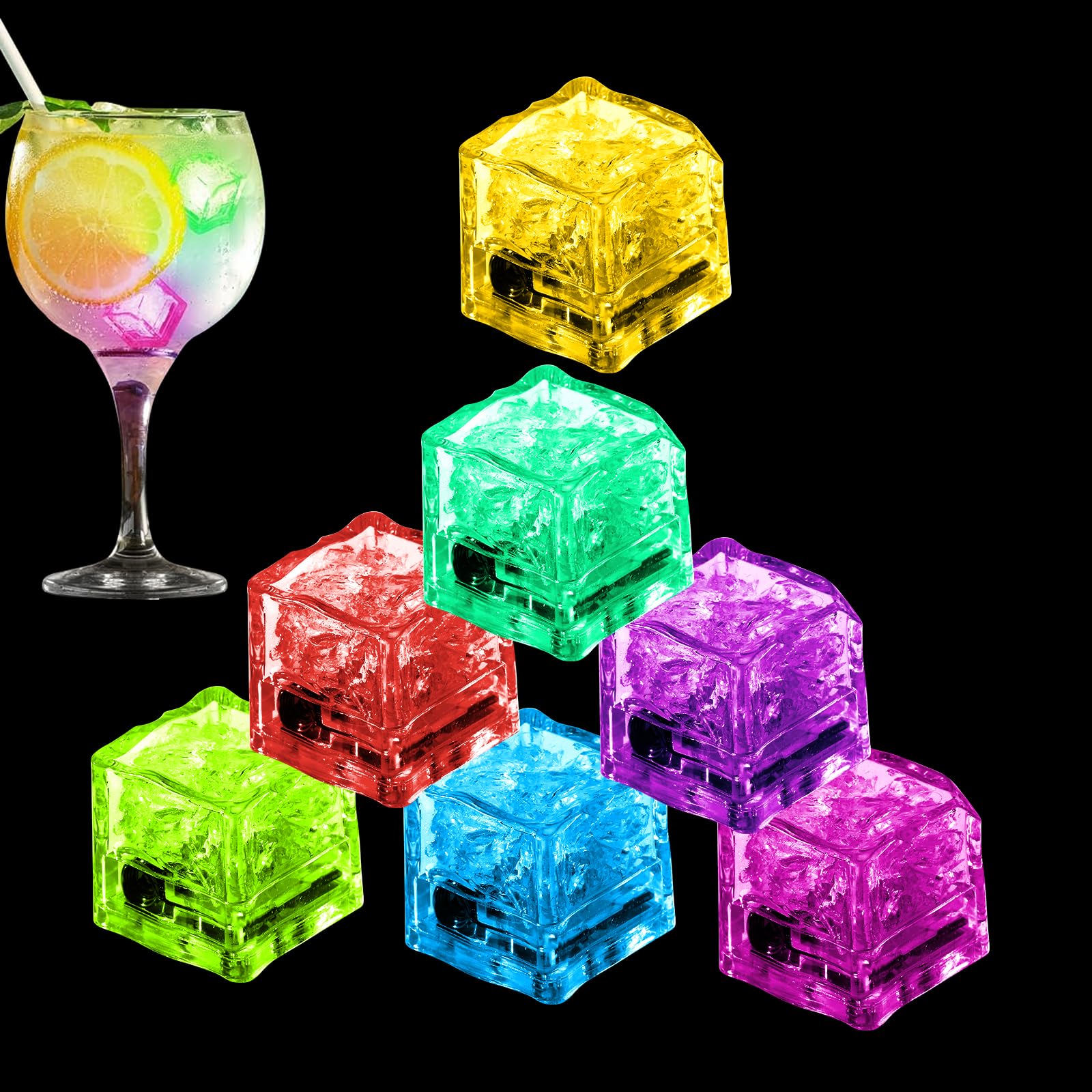 Photo 1 of 12pcs  Ice Cubes – LED Color Changing, light up ice cubes for drinks reusable ?Flashing Ice Cube for Parties, Bath & Celebrations for Club Bar Party Wedding Decor?Cocktail Lights, Drink Decor