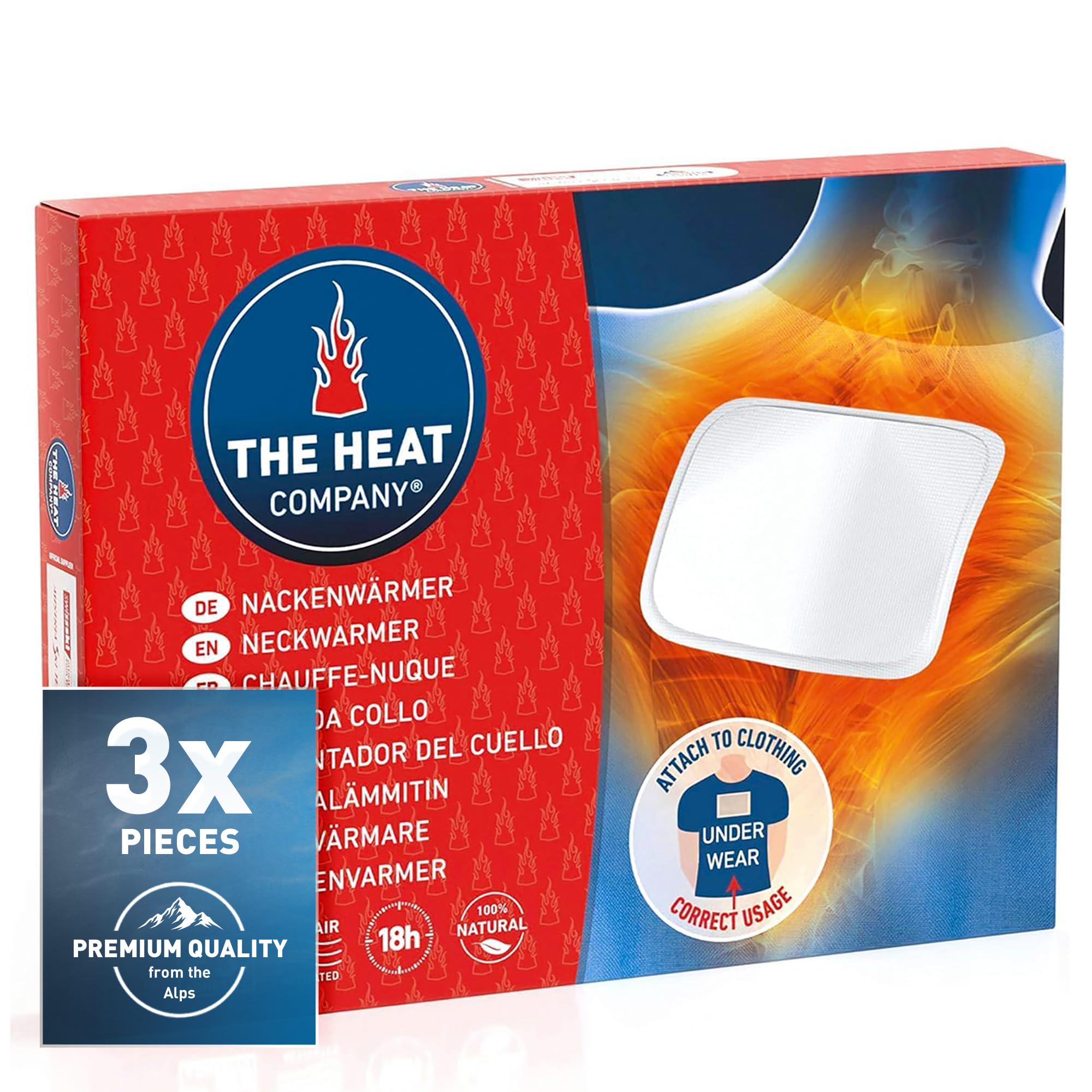 THE HEAT COMPANY Neckwarmer - 3 Pieces - EXTRA WARM - Adhesive - Body Warmer - 18 Hours Pleasant Warmth - Instant Heat - Air Activated - Purely Natural