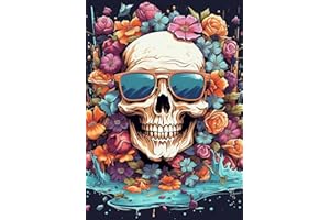 OFFITO Skull Diamond Art Kits for Adults Beginners, Sugar Skull Diamond Painting Kits for Adults, Skeleton DIY 5D Round Diamond Dots Gem Art for Beginners, Perfect for Gifts Home Wall Decor 12x16 inch