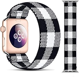 OHOTLOVE Elastic Watch Band Compatible with Apple Watch Elastics Band 38mm 42mm 40mm 44mm for Women Men, Pattern Soft Stretch Bracelet Replacement Wristbands for Women with iwatch Series 6/5/4/3/2/1