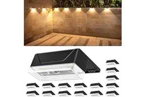 Ellasay Solar Fence Lights Outdoor: IP65 Waterproof RGB Solar Powered with 8 Lighting Modes - Wall Decor for Garden Deck Patio Backyard Balcony 16 Pack