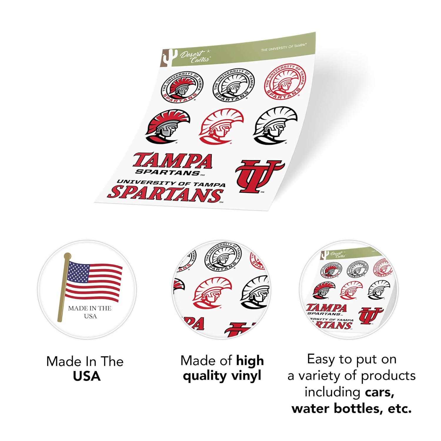Full Sheet University of Tampa Spartans NCAA Sticker Vinyl Decal Laptop