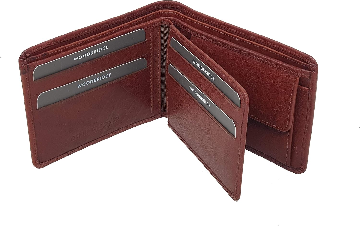 Woodbridge London Designer Mens Leather Trifold Coin Pocket Wallet Multi Card Slots Id Holder NC4002 (Brown) - Image 5