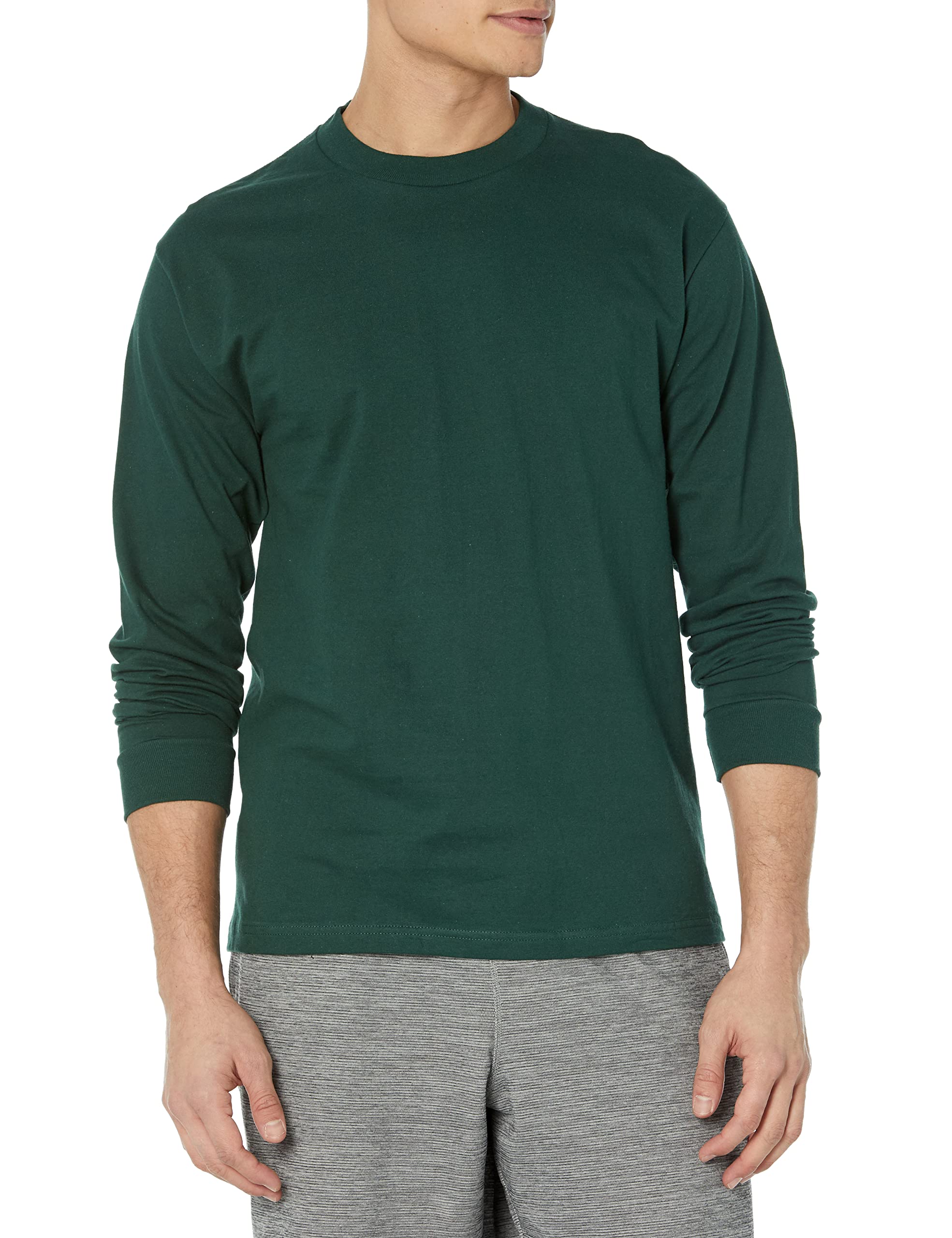 Photo 1 of Hanes Men's Beefy Long Sleeve Shirt, Deep Forest, S