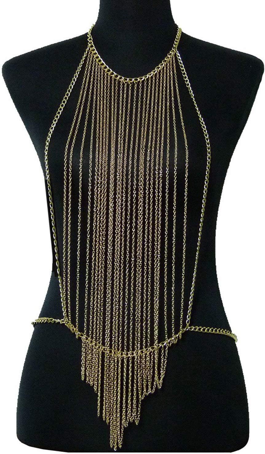 Bikini Body Chain Sexy Waist Belly Belt Women Full Metal Chain Harness Necklace Golden Statement Beach Jewelry
