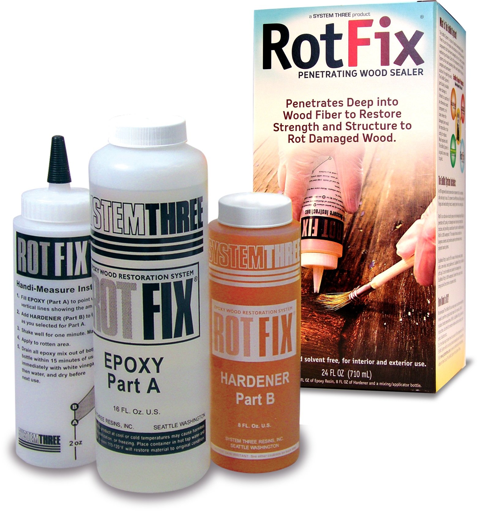 System Three Resins Rotfix Wood Restoration Rot Repair, 24Ounce