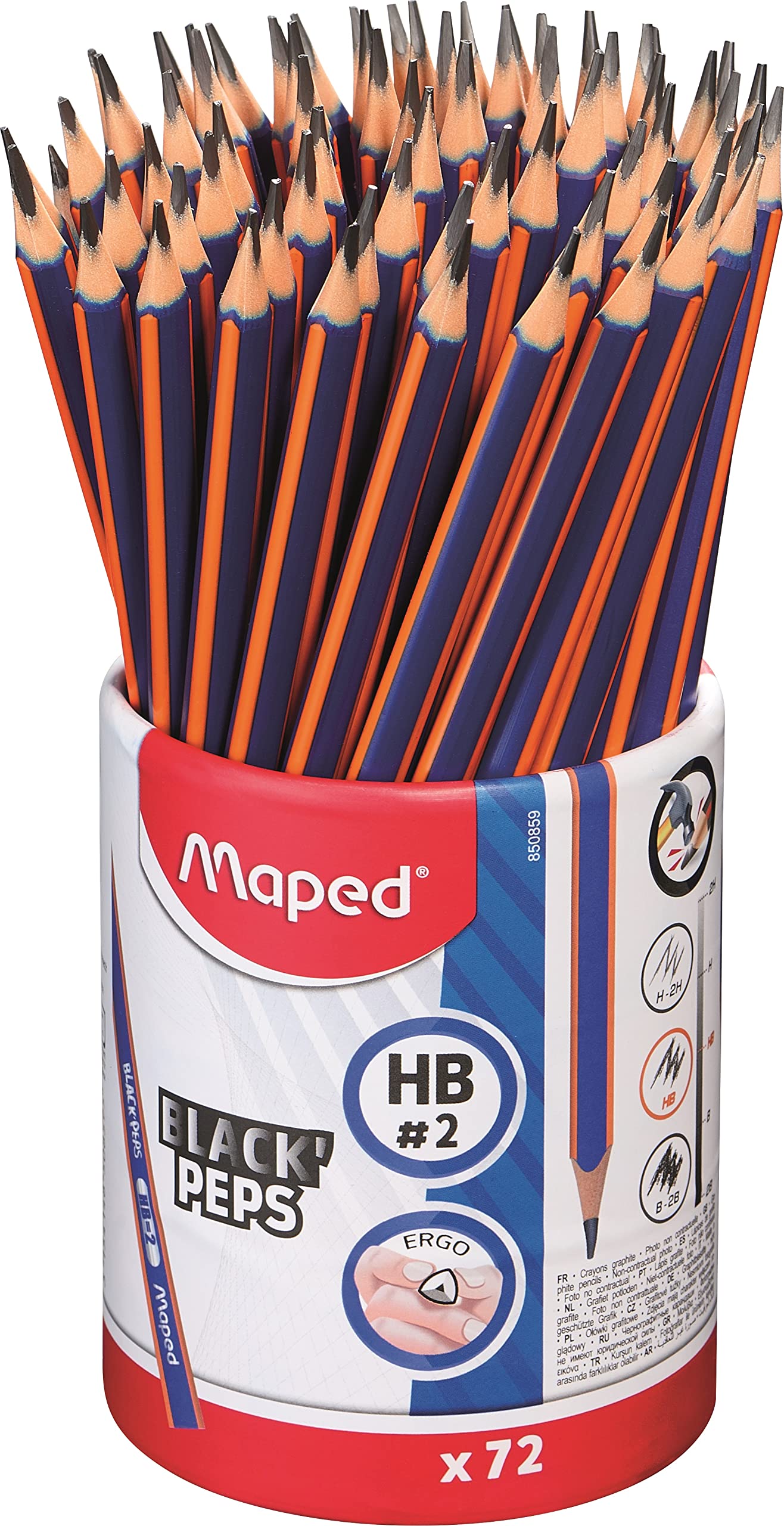 MAPED 850859 PLASTIC GRAPHITE HB POT 72 pcs.