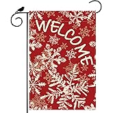 ZAEW Welcome Winter Garden Flag Snowflakes Christmas Yard Flag 12x18 Inch Double Sided Small Mini Yard Outdoor Outside Holiday Xmas Party Decoration