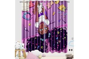 Kossmjx Cartoon Printed Curtains for Bedroom, 82 x 84 inches, Blackout, Grommet Top, 2 Piece Set, Girls Room Curtains, Thermal Insulated
