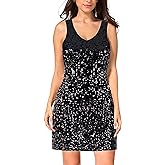 MANER Women's Sequin Dress Sparkly Glitter V-Neck Sleeveless Party Club Cocktail Tank Dress