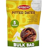 Sunbest Natural Deglet Noor Dates, 5 lbs &ndash; Pitted &amp; Whole &ndash; Bulk Dried Fruit Snack For Kids &amp; Adults &ndash; Naturally Sweet For Baking &amp; Cooking &ndash; Sun-Dried, Fiber Rich, Kosher &amp; No Sugar Added (80 oz)