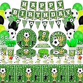 225 Pack Soccer Party Decorations Soccer Birthday Party Tableware Set Soccer Party Supplies Sport Themed Birthday Party Supplies Include Plates Napkins Balloons Banner Party Tablecloth Serves 20