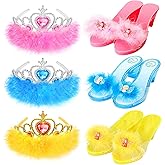 Princess Dress Up Shoes Set, Girls Role Play Dress Up Toys,Toddler Pretend Play Crown Kit Gift Set for Little Girls Aged 3-6 Years Old
