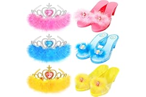 LIMIROLER Princess Dress Up Shoes Set, Girls Role Play Dress Up Toys,Toddler Pretend Play Crown Kit Gift Set for Little Girls Aged 3-6 Years Old