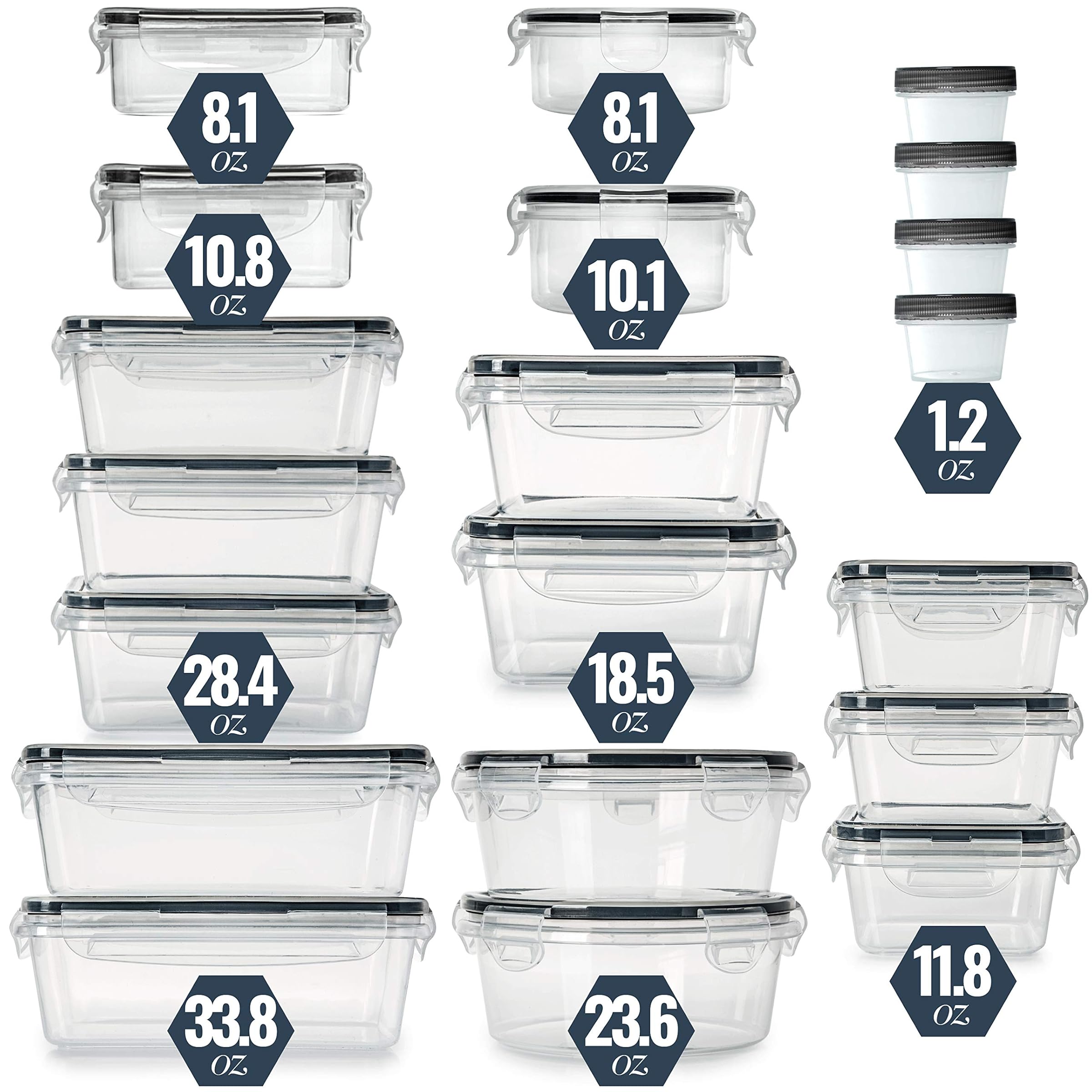 Fullstar Food Storage Containers with Lids - Plastic Food Containers with Lids - Plastic Containers Storage (Set of 20) - Plastic Storage Containers with Lids - Food Container Set BPA Free