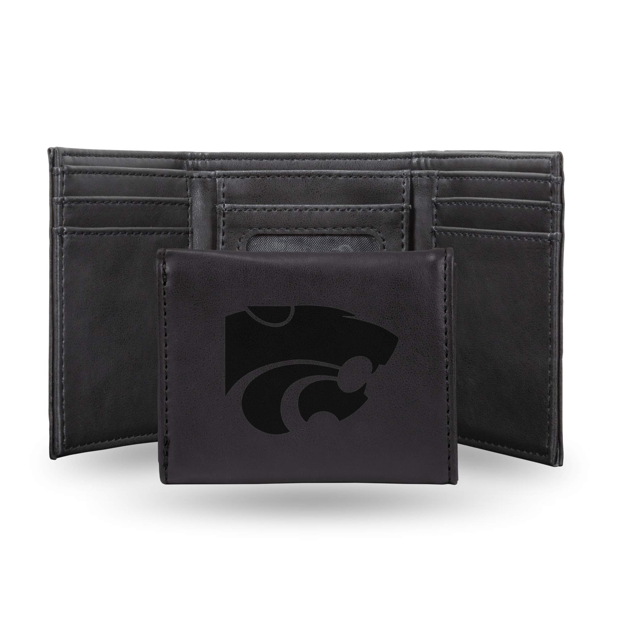 Rico Industries Laser Engraved Trifold Wallet, Kansas State Wildcats Black 3.25 x 4-