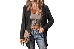 Zeagoo Women 2024 Lightweight Crochet Cardigan Long Sleeve Open Front Knit Sweater Summer Kimono Cover Up with Pockets