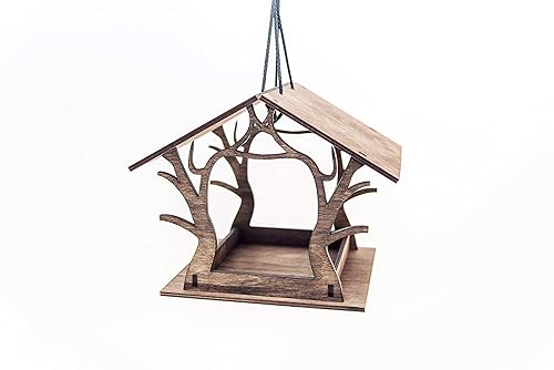 Amazon Com Handmade Wooden Hanging Bird Feeder 11 8 X 7 9 X 9 5