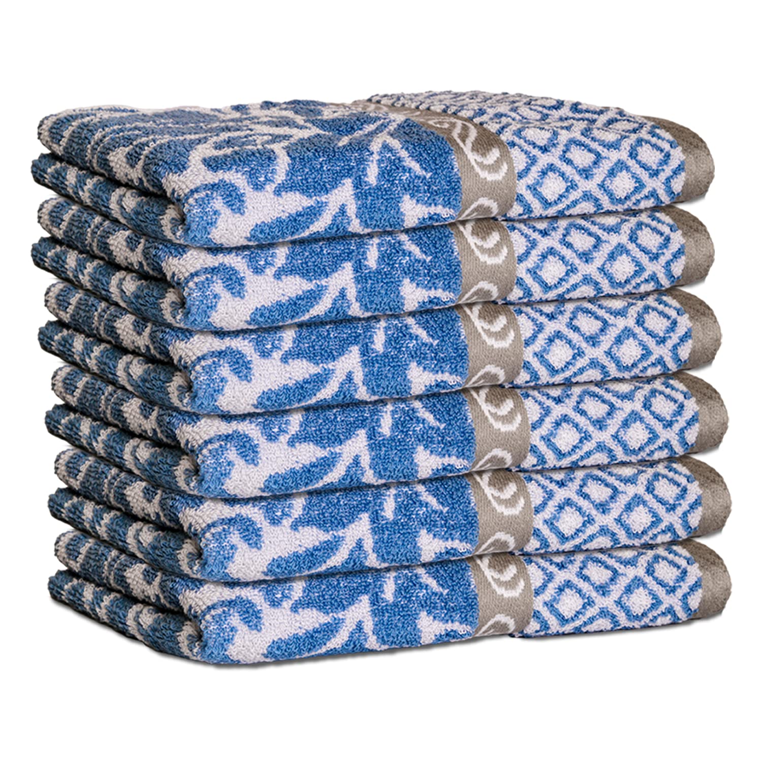STAMIO 490 GSM Cotton Hand Towels (Jessica Jacquard Border) 16 X 24