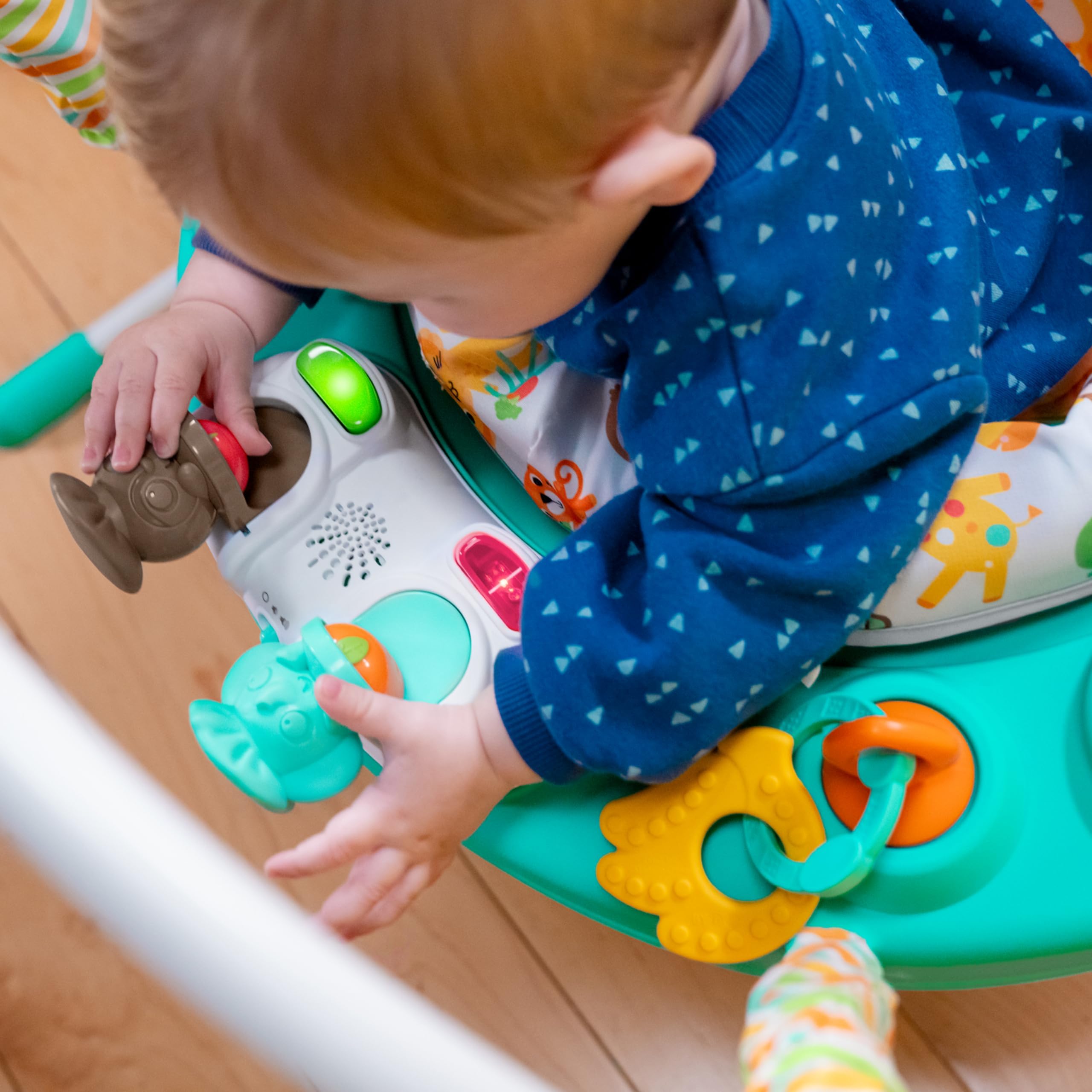 Bright Starts Cooking Up Fun Baby Activity Jumper with Music and Lights, Kitchen Role Play Toys, Unisex, 6 Months+, Up to 25 lbs