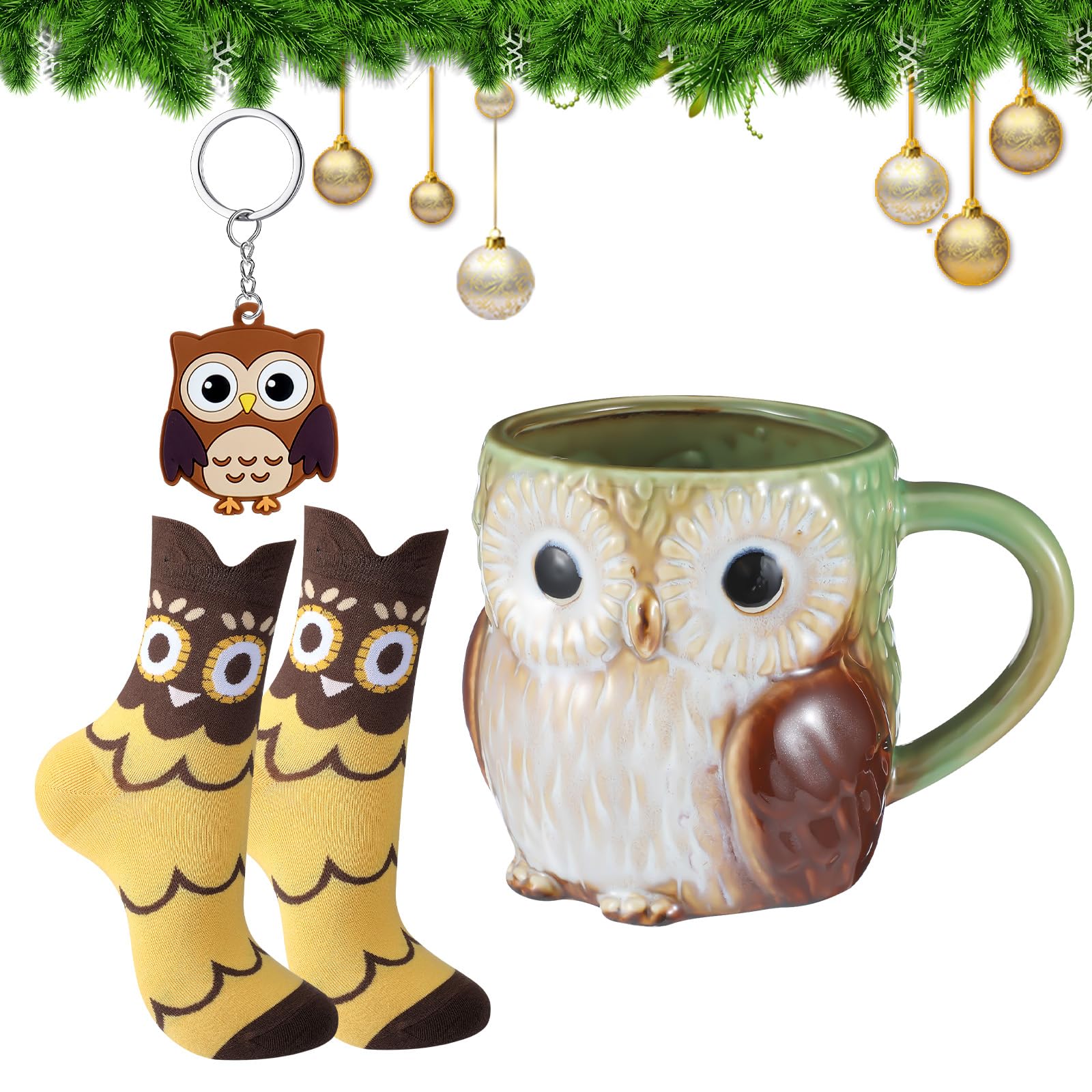 Photo 1 of Newtay 3 Pcs Graduation Owl Gift Set for Women Include Owl Ceramic Mug Keychain Socks for Graduation Party Favor