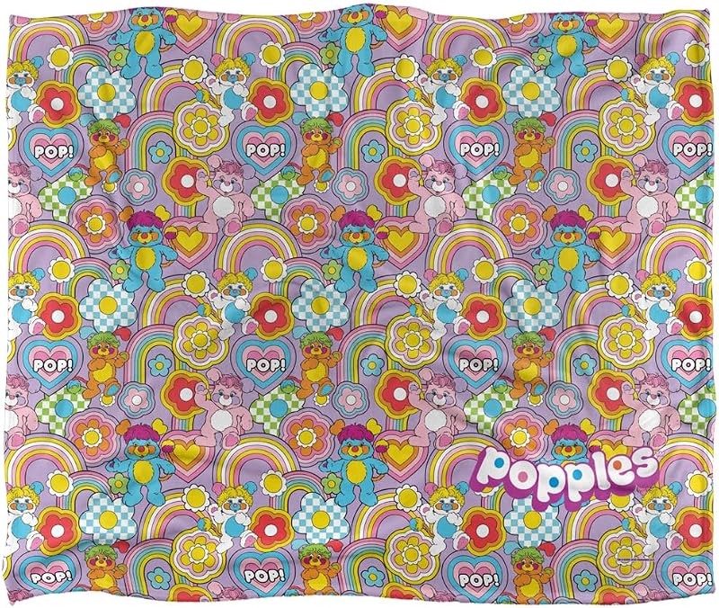 Popples Pop Pattern Plaid ultra doux au toucher soyeux – 152 x 127 cm