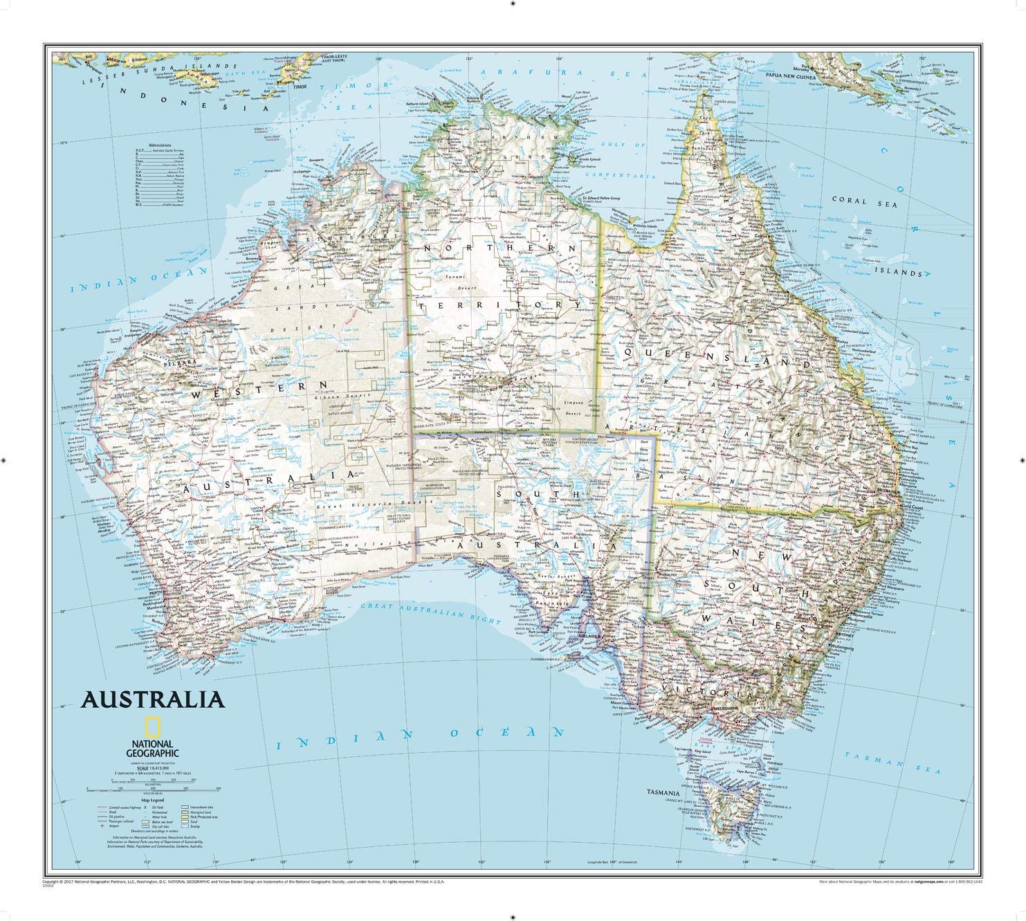 National Geographic: Australia Classic Wall Map - 30.25 x 27 inches - Art Quality Print