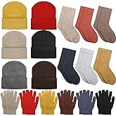 Hillban Winter Beanie Hat Gloves Set with Warm Socks Bulk, Homeless Knitted Beanie Cap Thick Thermal Winter Gloves Socks Pack