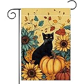 Fall Cat Pumpkin Garden Flag 12x18 Inch Double Sided Thanksgiving Maple Leaves Sunflower Yard Outdoor Flag House Holiday Outside Decoration