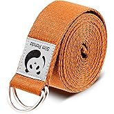Slim Panda Yoga Strap for Stretching,Cotton Yoga Strap with Adjustable D-Ring Buckle,Non-Elastic Yoga Belt for Pilates,Gym Wo