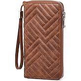 GOIACII Womens Wallet RFID Blocking Leather Large Capacity Long Purse Card Clutch Wristlet