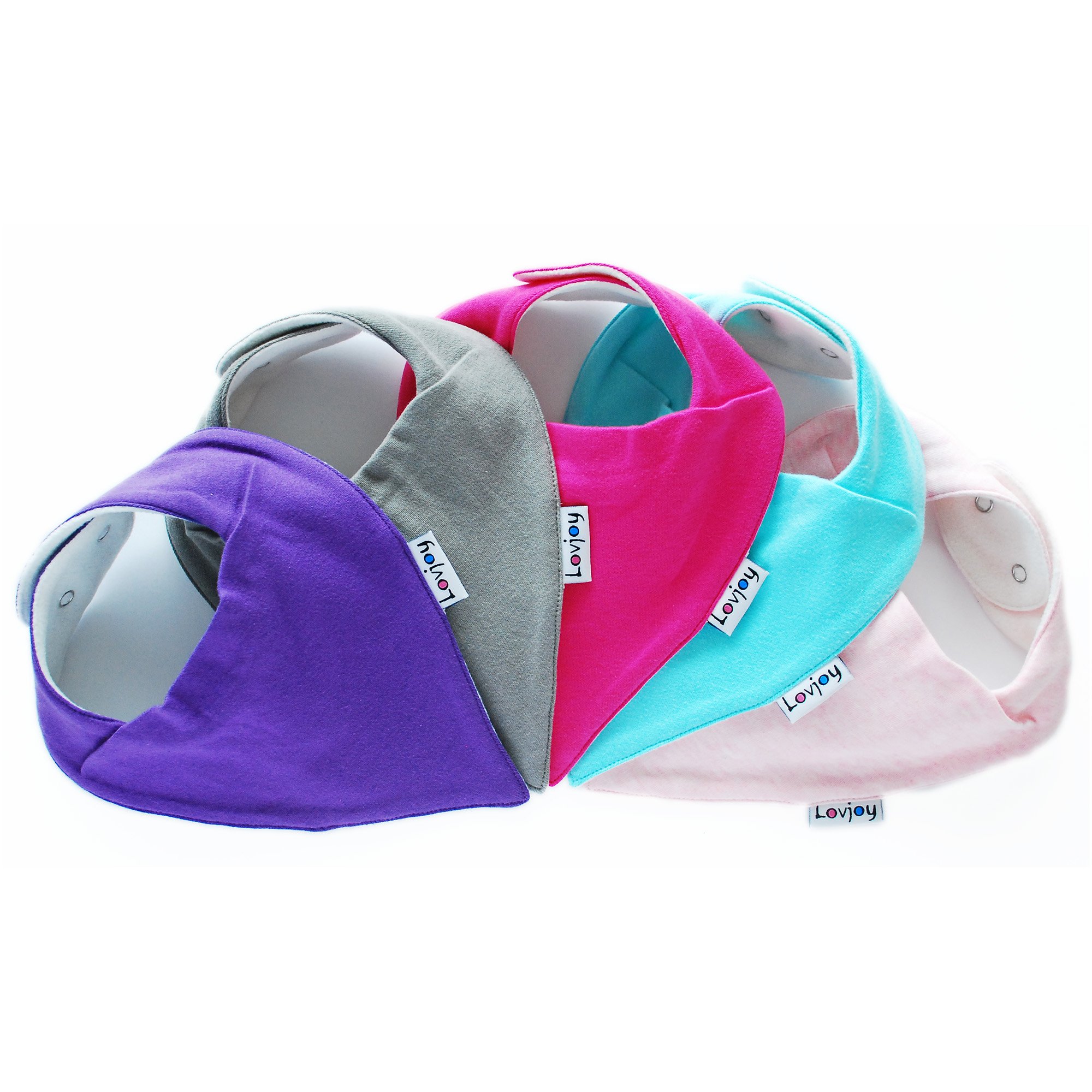 Lovjoy Bandana Dribble Bibs - Super Absorbent & Soft for Teething Babies - Adjustable Snaps - Fits Newborn to 3 years - 5 Pack (Carnations)