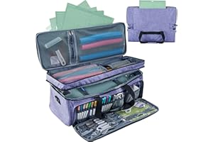 NICOGENA Double Layer Carrying Case wtih Mat Pocket for Cricut Maker 3, Explore 3, Multi Large Front Compartments for Tools, Accessories and Supplies, Purple