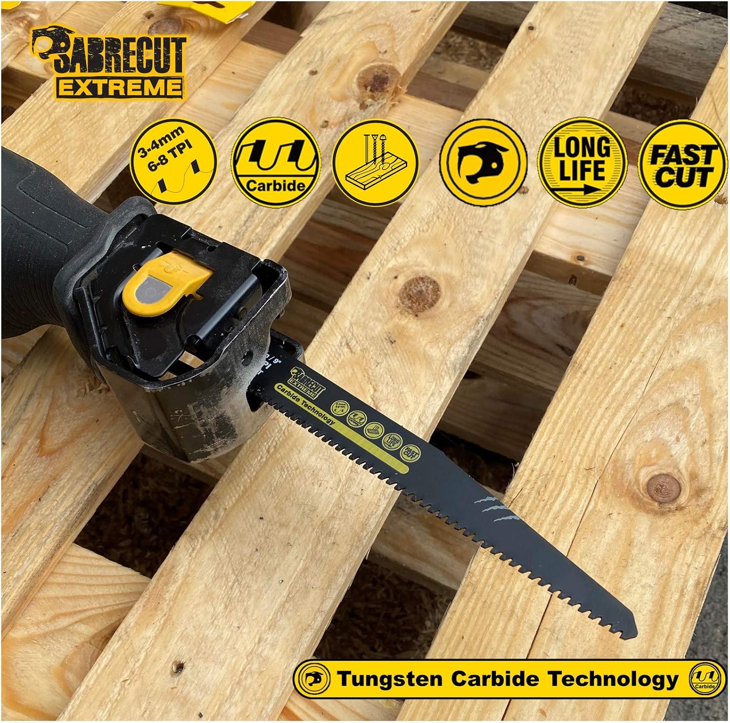 1 x SabreCut SCRS1156XHM Tungsten Carbide 228mm Variable 6-8 TPI S1156XHM Very Fast Wood and Plastic Cutting Reciprocating Sabre Saw Blade - Image 5