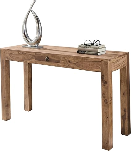 Console Avec 1 Tiroir En Bois Massif De 120 Cm Par Wohnling Wl1 454 Acacia Amazon Fr Cuisine Maison