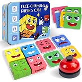 Wooden Face Changing Magic Cube Game, Montessori Puzzle Game for Kids Educational Face Changing Cubes