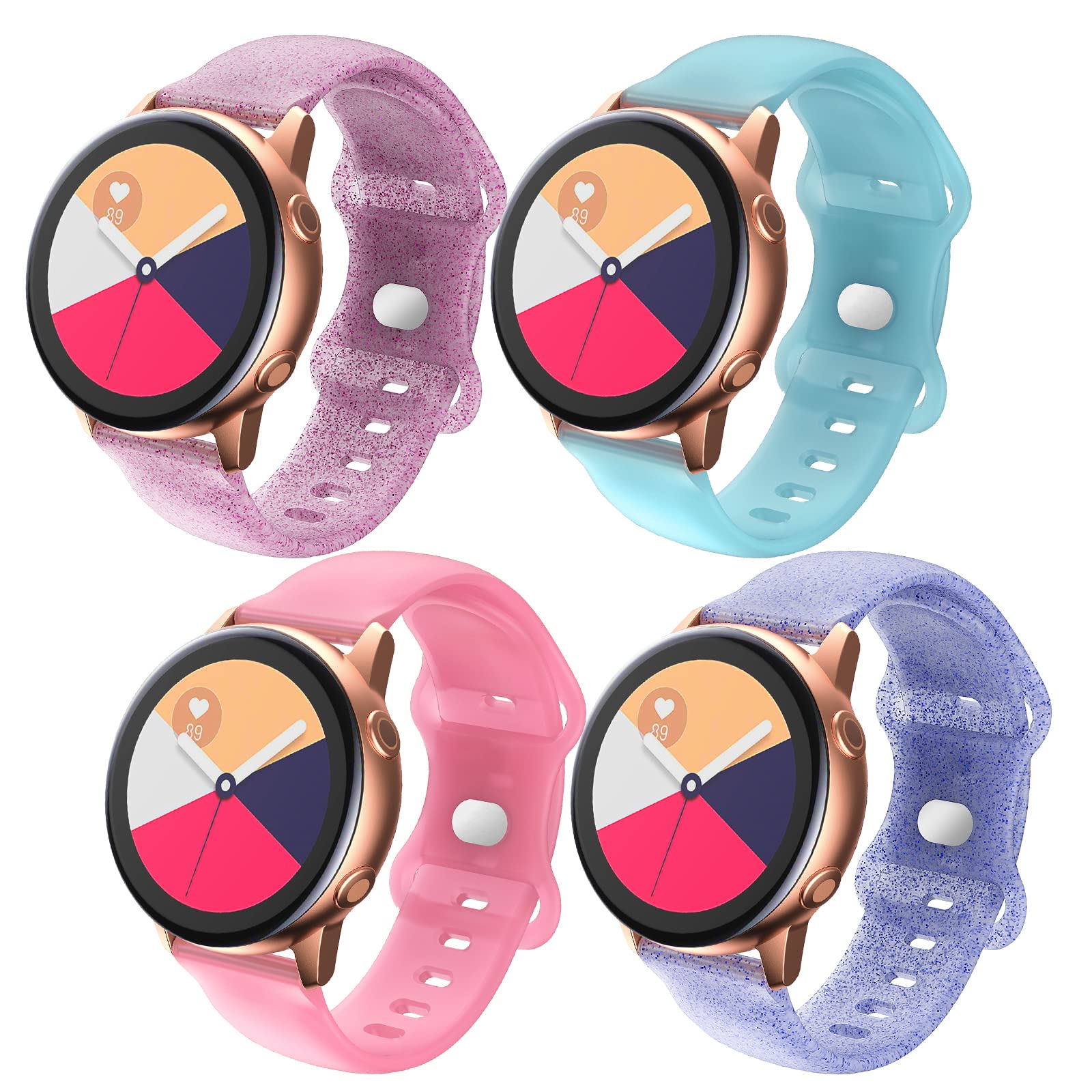 FunBand Compatible with Galaxy Watch Active/Active 2 40mm/44mm Strap,20mm Glow-in-Night Soft Silicone Bracelet Replacement Band fit for Galaxy Watch5/Watch5 Pro/Galaxy Watch 4 40mm/Watch 4 Classic