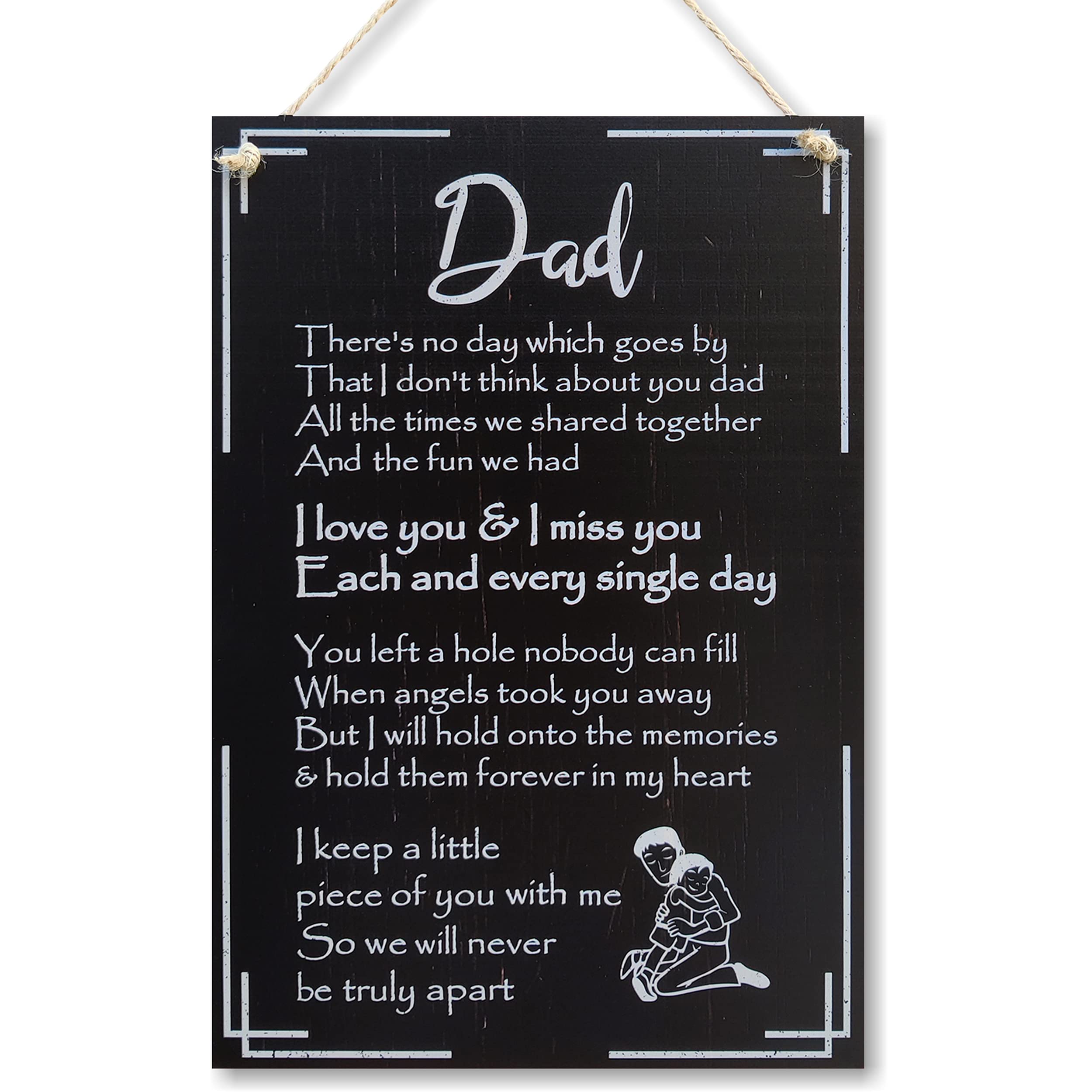 CARISPIBET Dad | home decoration signs bereavement and sympathy gift house signs decorative plaques memorial anniversary 12" x 8"