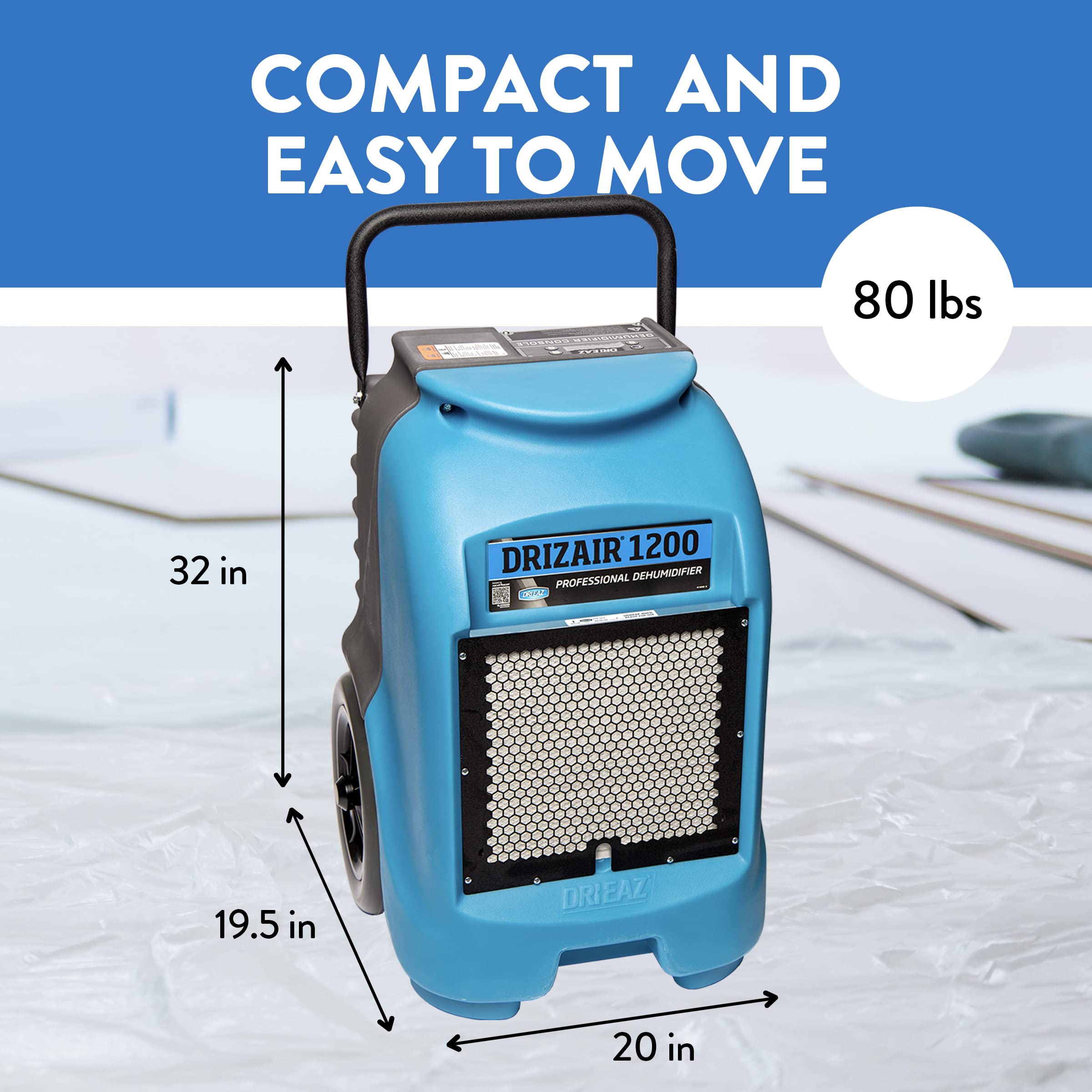 Dri-Eaz 1200 Commercial Dehumidifier with Pump, 18 Gallon, Industrial, Portable Dehumidifier