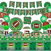204 Pack Football Birthday Party Decorations Football Party Supplies Tailgate Party Decor Sports Game Tableware Set - Football Theme Plates, Balloons, Banners, Tablecloth, Cups, Napkins Serves 20
