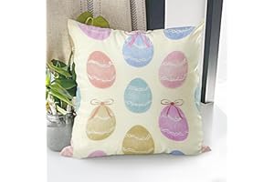 Easter Pillow Cover 18x18 – 1pc Decorative Throw Pillow Cover Printed Colorful Pattern of Decorated Eggs, Patterned Prints fo