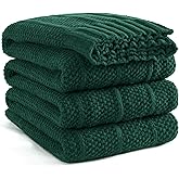 Carriediosa Knit Throw Blanket for Couch 50" X 60", Soft Cozy Stripe Pattern Cable Knitted Throws Fall Fluffy Textured Solid Home Decor Blankets Couch Cover for Bed Sofa, Dark Green