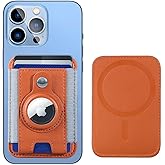 Miroddi MagSafe Wallet With AirTag Holder for iPhone 15/14/13/12 Series, Magnetic Card Holder, Leather, Up to 7 Cards, RFID Blocking Protection, Brown