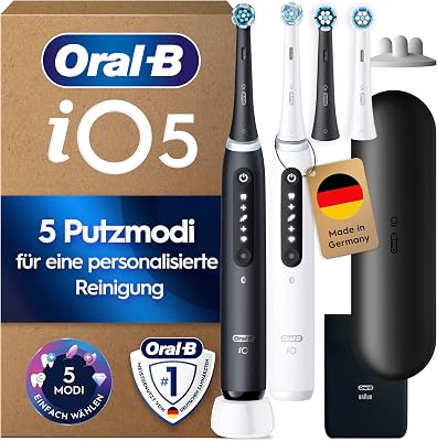 iO Series 5 Elektrische Zahnbürste, Doppelpack, Schwarz/Weiß