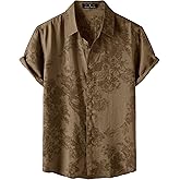 JEMITOP Men's Stylish Casual Printed Short Sleeve Button Down Shirts Summer Vacation Beach Tropical Hawaiian Shirt