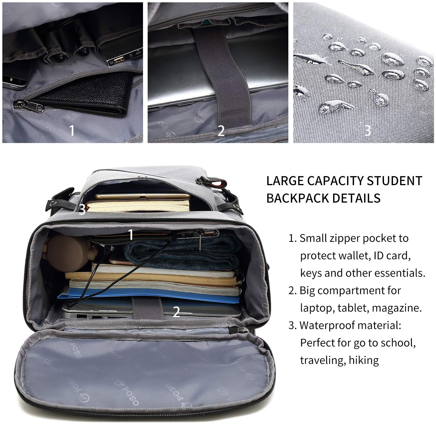 Casual Laptop Backpack, Large College School Backpack for Men&Women with USB Charging Port, Big Business Computer Bag, Khaki